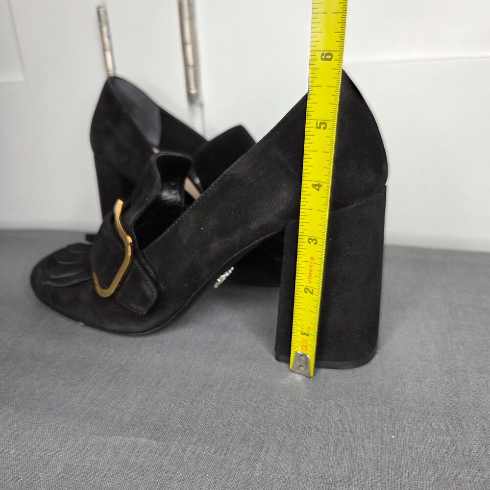 Women's Prada Black Suede Madras Fringe Buckle Slip-On with COA - EU Size 38.5 - Picture 10 of 12
